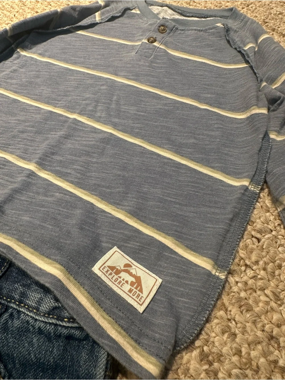 Toddler Long Sleeve Henley Top and Jeans Set - Picture 2 of 8